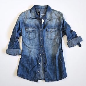 MAVI snap Button-Up Blue Shirt Top Womens Small